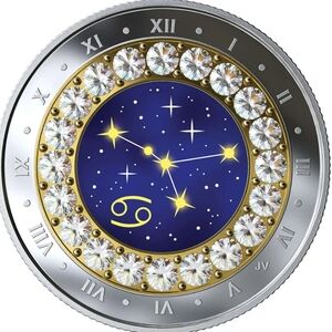 RCM 2019 Zodiac $5 Zodiac Cancer Constellation Coin with Crystals